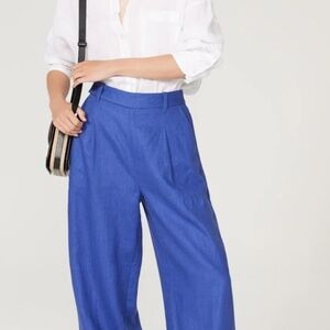 Blue Harlow Wide Leg Pants In Linen - Size 8
